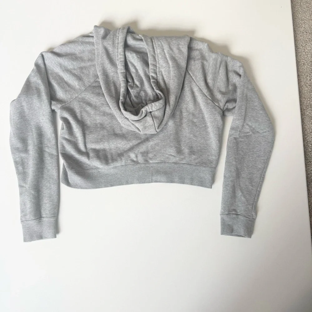 Nike Women's Cropped Grey Hoodie with White Logo Size Small - Picture 2 of 7